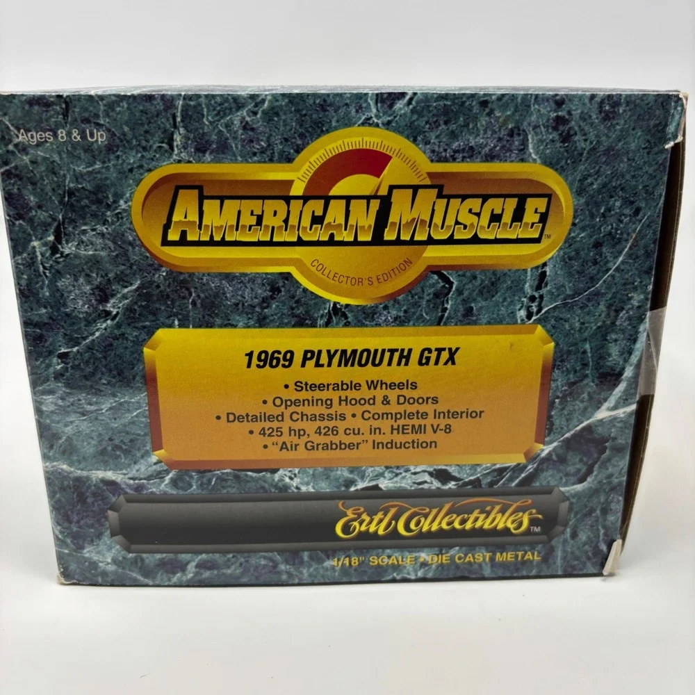 1969 Plymouth GTX Hemi White 1:18 ERTL American Muscle Diecast Open Box